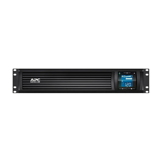 APC Smart-UPS C SMC1000I-2UC front view showing LCD display and ventilation design.