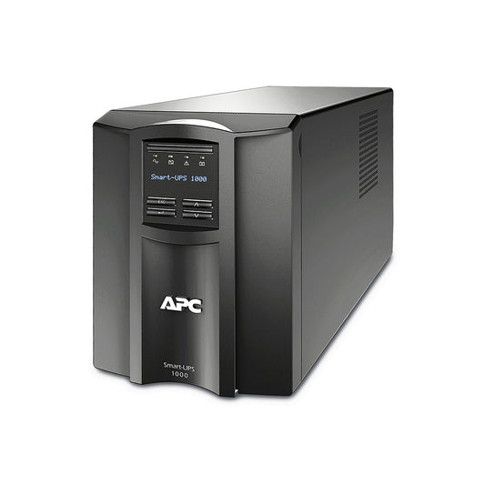 APC Tower Smart-UPS SMT1000IC front view showing displays and ports.