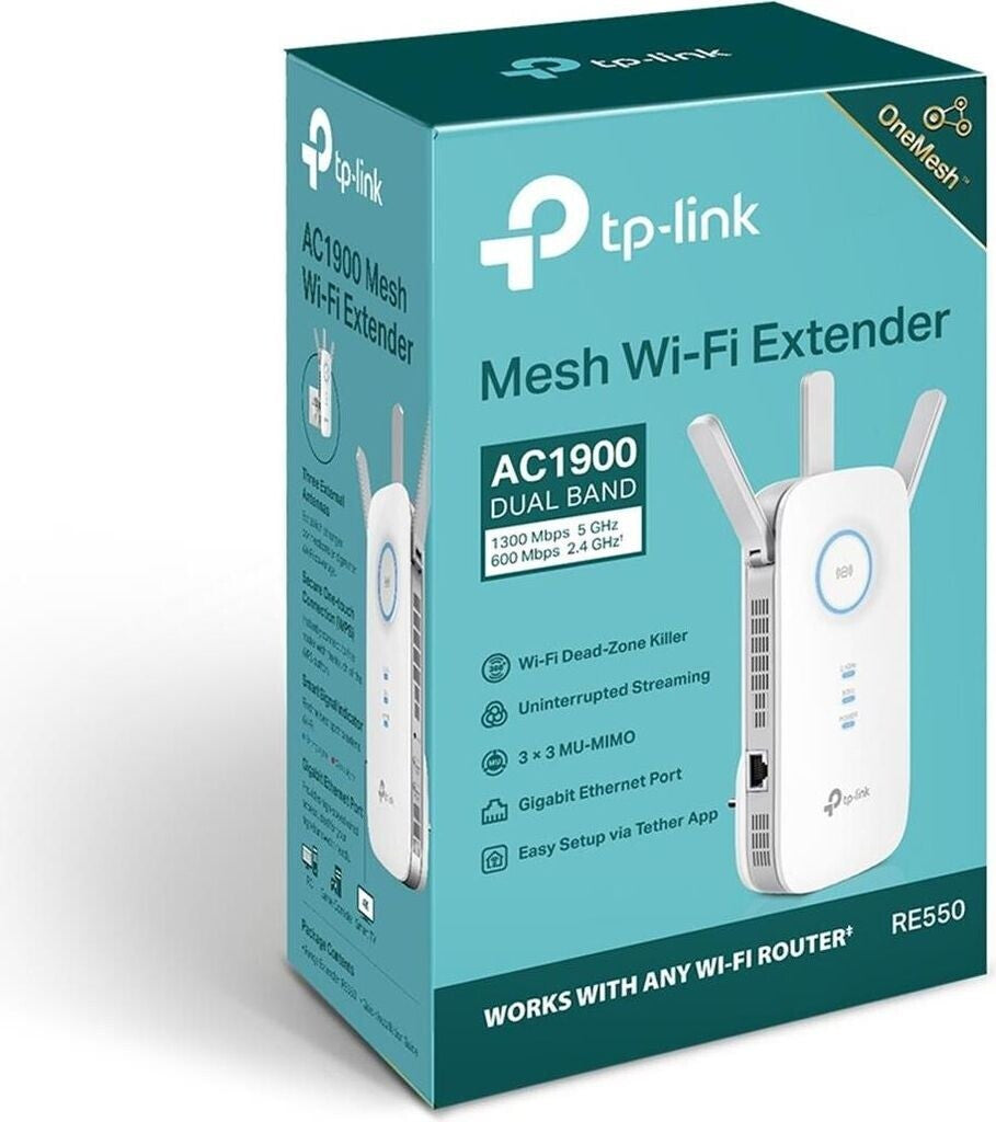 TP-LINK AC1900 Wi-Fi Range Extender - Netzwerksender & -empfänger - 1300 Mbit/s - 10,100,1000 Mbit/s - Extern - 2.4 GHz ?20dBm - 5 GHz ?23dBm - 10/100/1000Base-T(X)