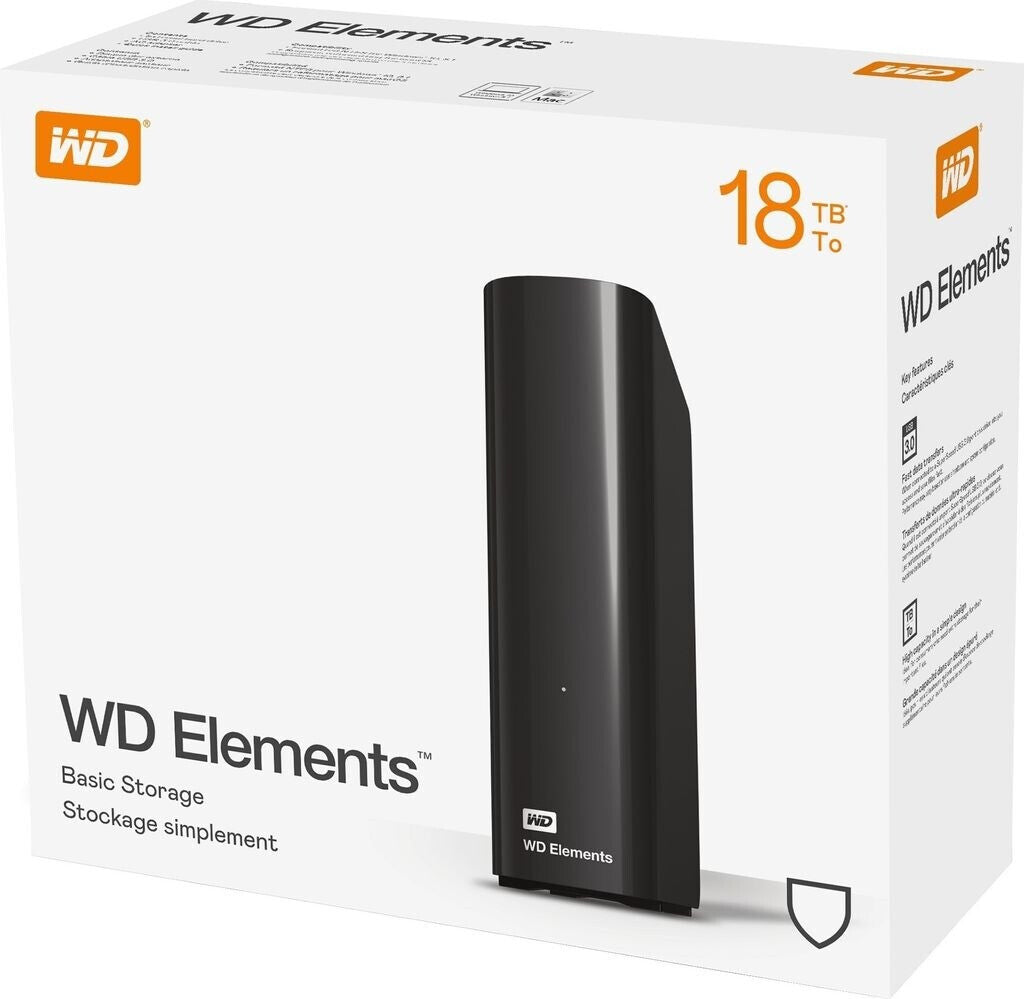 WD Elements WDBWLG0180HBK-EESN - 18 TB - 2.0/3.2 Gen 1 (3.1 Gen 1) - Schwarz