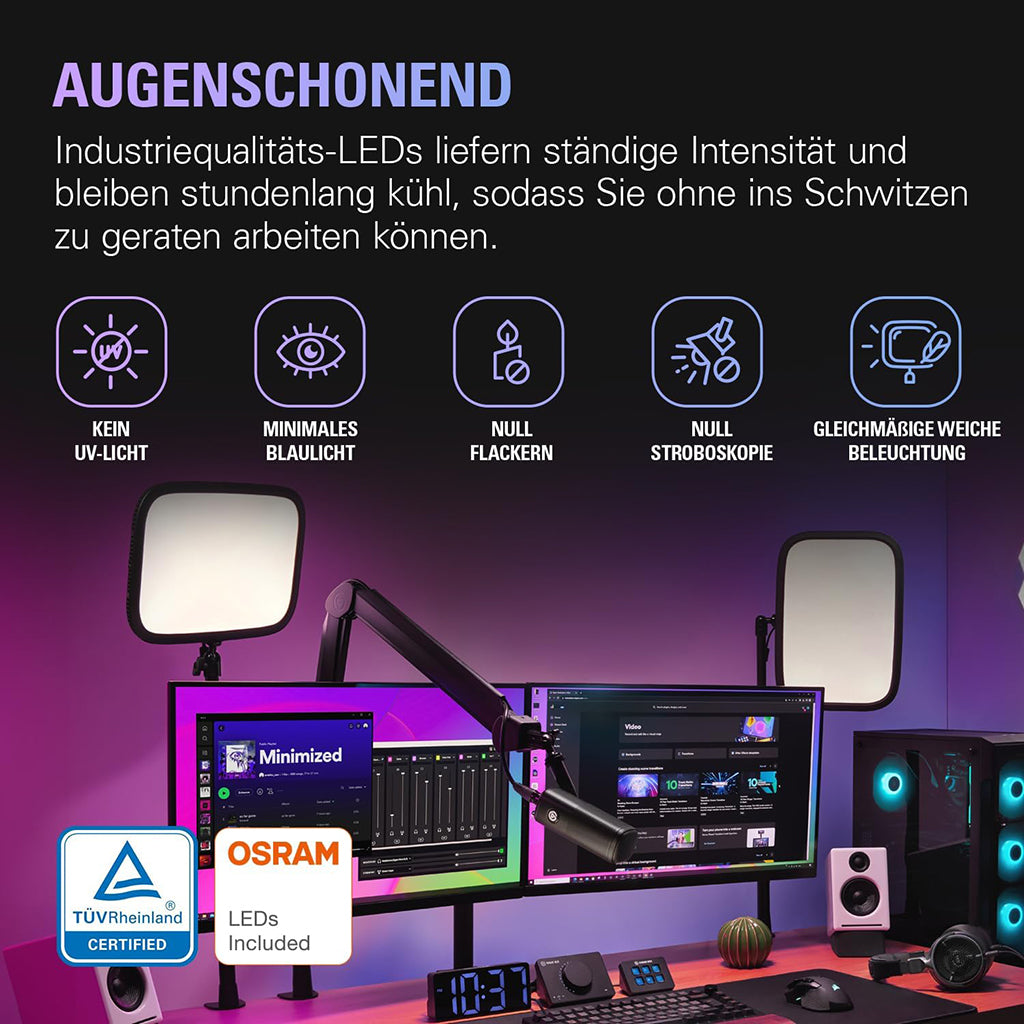 Elgato Key Light Professional Studio and Streaming Lighting (10GAK9901) - 45 W - LED - Schwarz - Variabel - 7000 K - 2800 lm