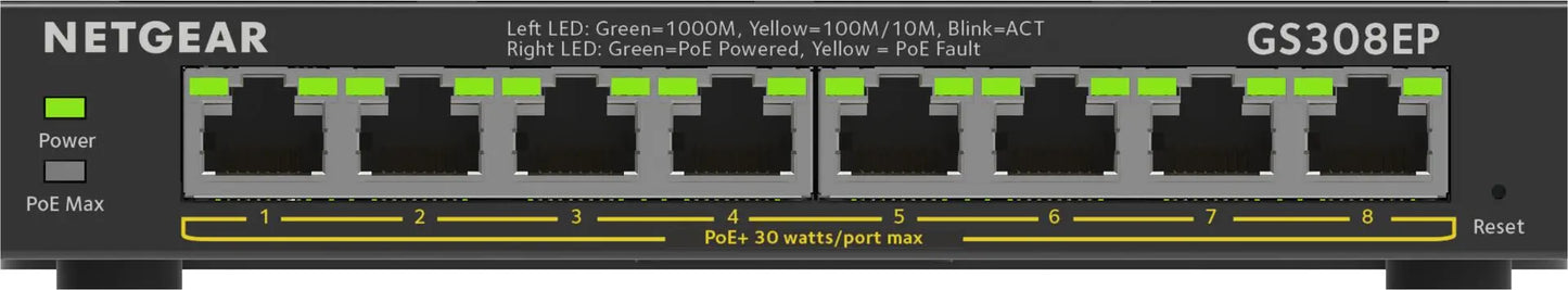 Netgear Plus GS308EP - Switch - Smart - 8 x 10/100/1000 (PoE+) Netgear