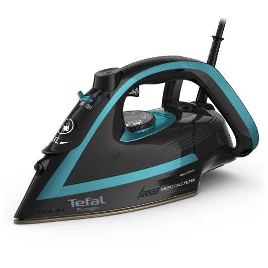 TEFAL Puregliss FV8066 - Trocken- & Dampfbügeleisen - Durilium AirGlide Autoclean soleplate - 2 m - 280 g/min - Schwarz - Blau - 50 g/min