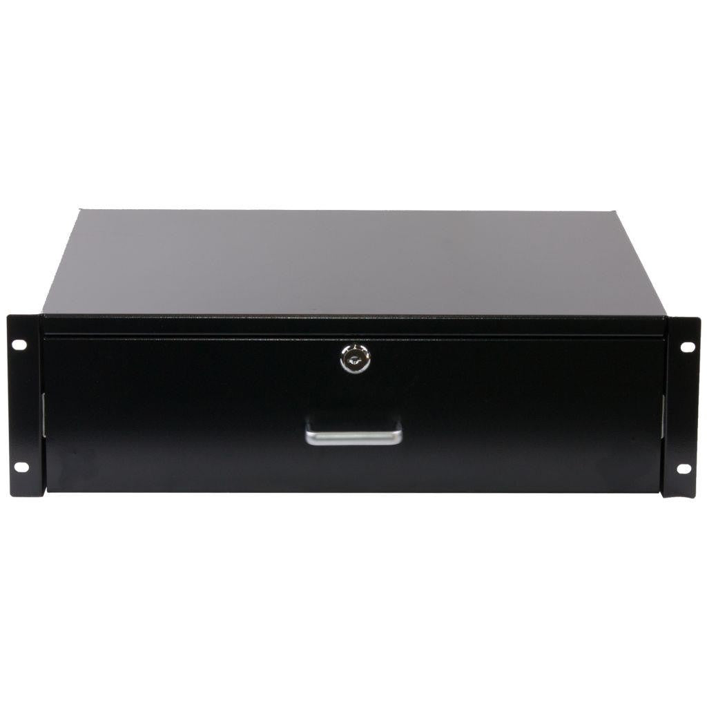 Rockstable 3 HE 19" Abschließbare Schublade - Schubladeneinheit - Schwarz - Stahl - 3U - Oval - 48,3 cm (19")