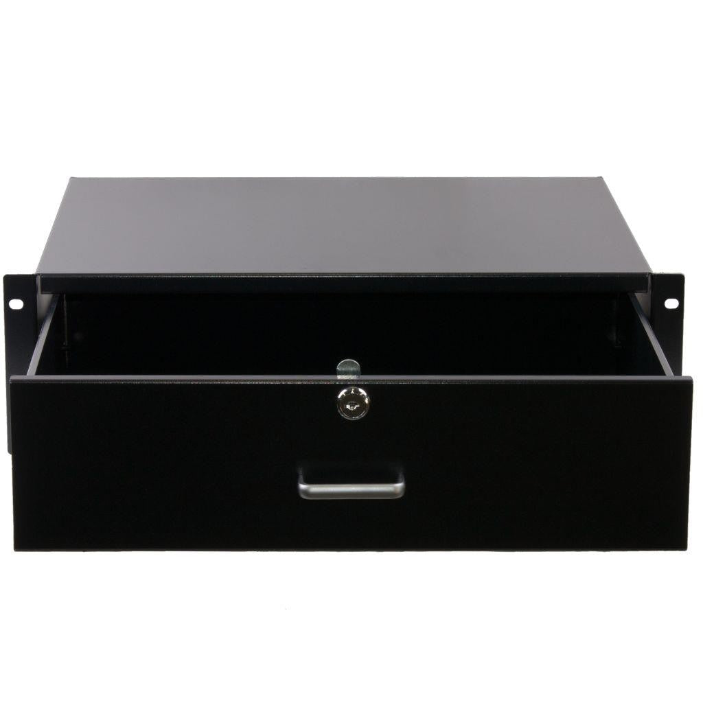Rockstable 3 HE 19" Abschließbare Schublade - Schubladeneinheit - Schwarz - Stahl - 3U - Oval - 48,3 cm (19")