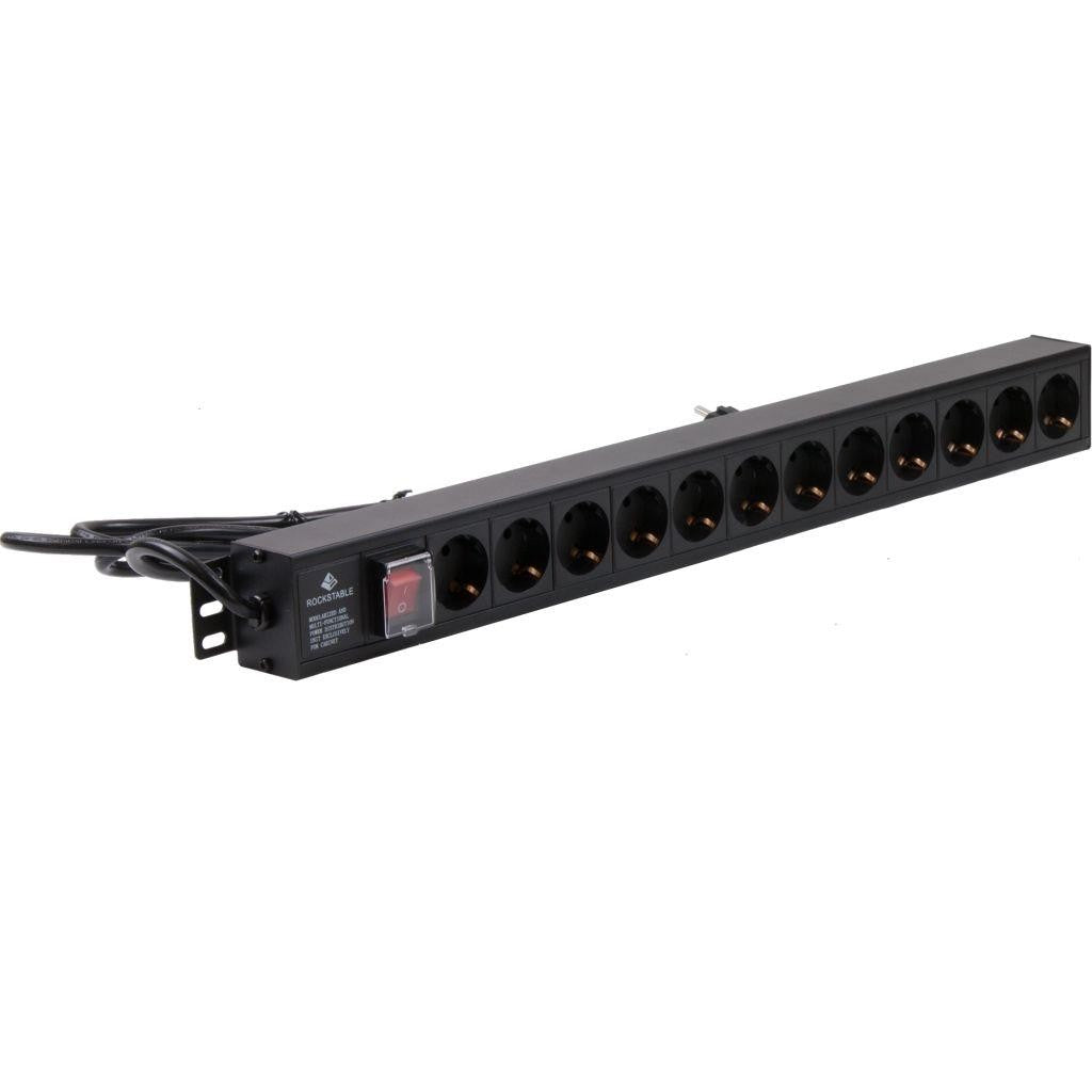 Rockstable 12-Fache Steckdosenleiste - Stromverteiler - Schwarz - 1U - 2 m - 125/250 V - 50 - 60 Hz