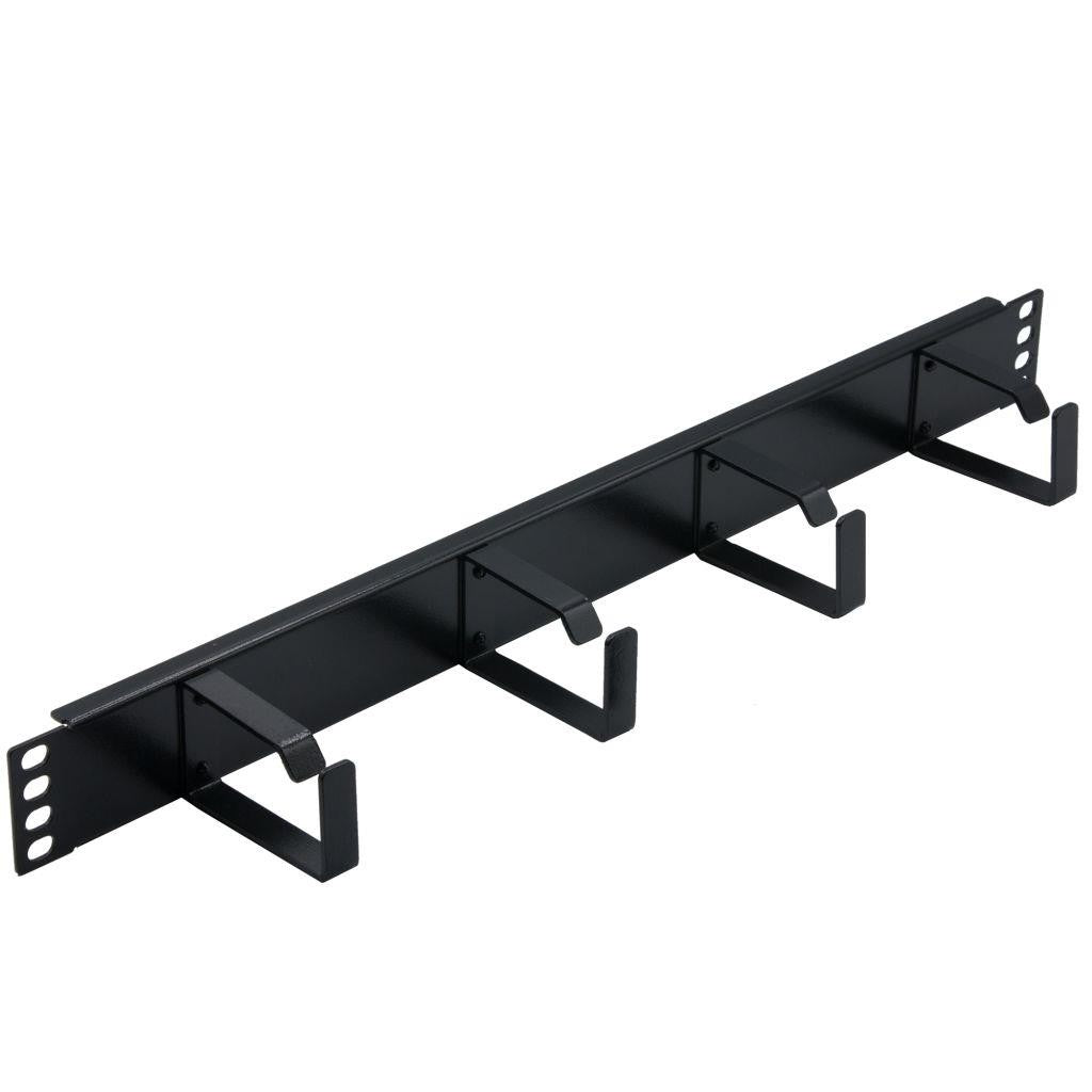 Rockstable 1 HE 19" 4-Fach Rangierpanel - Kabelmanagementtafel - Schwarz - SPCC - Stahl - 1U - 48,3 cm (19 Zoll) - 483 mm
