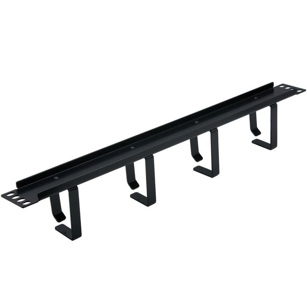 Rockstable 1 HE 19" 4-Fach Rangierpanel - Kabelmanagementtafel - Schwarz - SPCC - Stahl - 1U - 48,3 cm (19 Zoll) - 483 mm