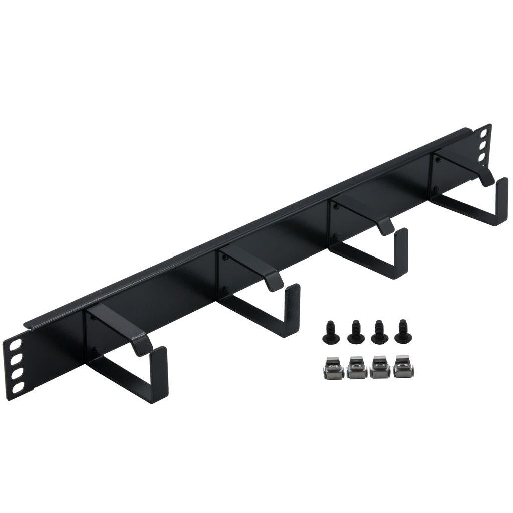 Rockstable 1 HE 19" 4-Fach Rangierpanel - Kabelmanagementtafel - Schwarz - SPCC - Stahl - 1U - 48,3 cm (19 Zoll) - 483 mm