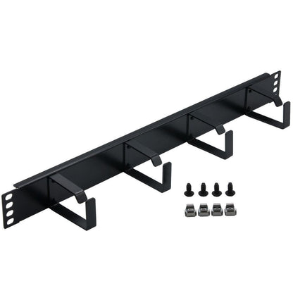 Rockstable 1 HE 19" 4-Fach Rangierpanel - Kabelmanagementtafel - Schwarz - SPCC - Stahl - 1U - 48,3 cm (19 Zoll) - 483 mm