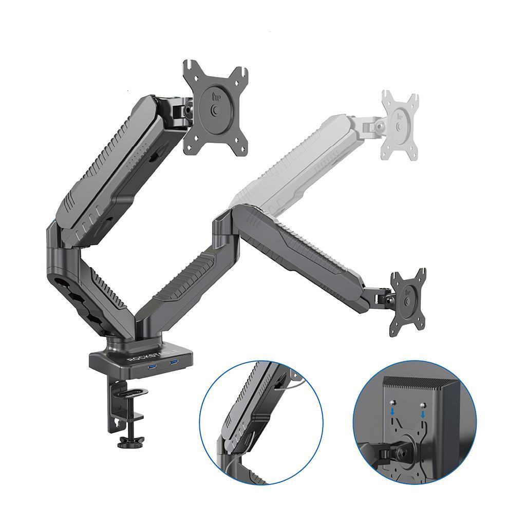 Rockstable Monitorarm | Monitorhalterung Advanced USB, für 13-27 Zoll Flat oder Curved Bildschirme