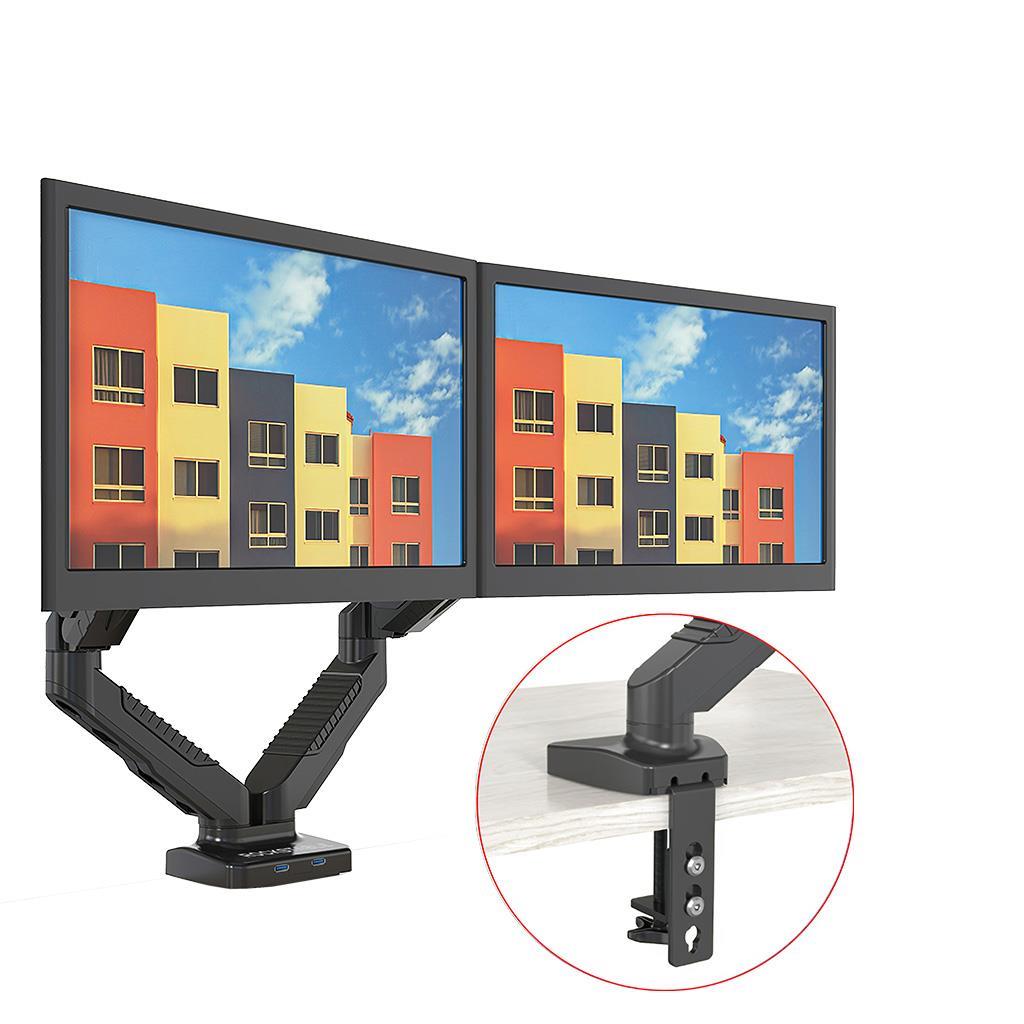Rockstable Monitorarm | Monitorhalterung Advanced USB, für 13-27 Zoll Flat oder Curved Bildschirme