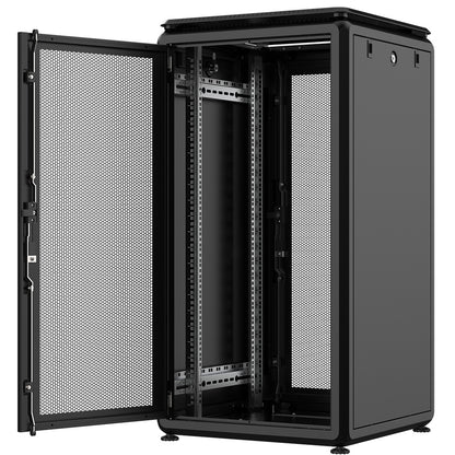 Rockstable 22HE 19 Zoll 600x600x1139mm (BxTxH) Serverschrank | Netzwerkschrank perforierte Tür - Premium Line