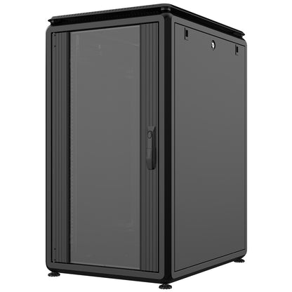 Rockstable 20HE 19 Zoll 600x800x1050mm (BxTxH) Serverschrank | Netzwerkschrank Glastür - Premium Line