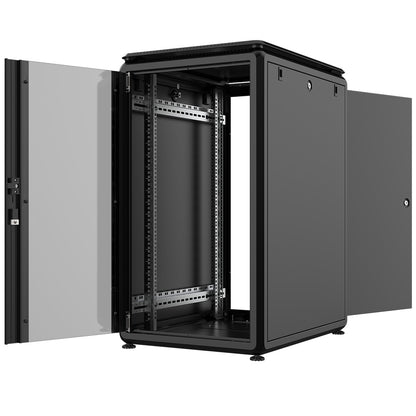 Rockstable 20HE 19 Zoll 600x800x1050mm (BxTxH) Serverschrank | Netzwerkschrank Glastür - Premium Line