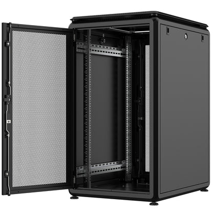 Rockstable 20HE 19 Zoll 600x800x1050mm (BxTxH) Serverschrank | Netzwerkschrank perforierte Tür - Premium Line