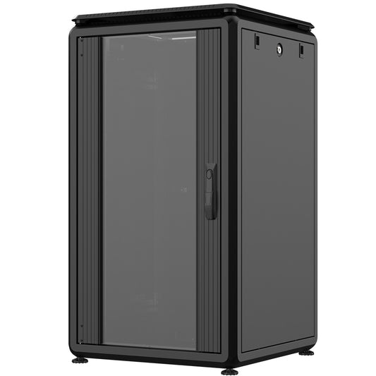 Rockstable 20HE 19 Zoll 600x600x1050mm (BxTxH) Serverschrank | Netzwerkschrank Glastür - Premium Line