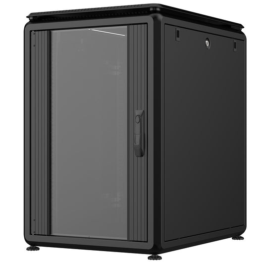 Rockstable 16HE 19 Zoll 600x800x872mm (BxTxH) Serverschrank | Netzwerkschrank Glastür - Premium Line