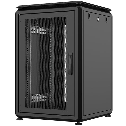 Rockstable16HE 19 Zoll 600x600x872mm (BxTxH) Serverschrank | Netzwerkschrank perforierte Tür - Premium Line