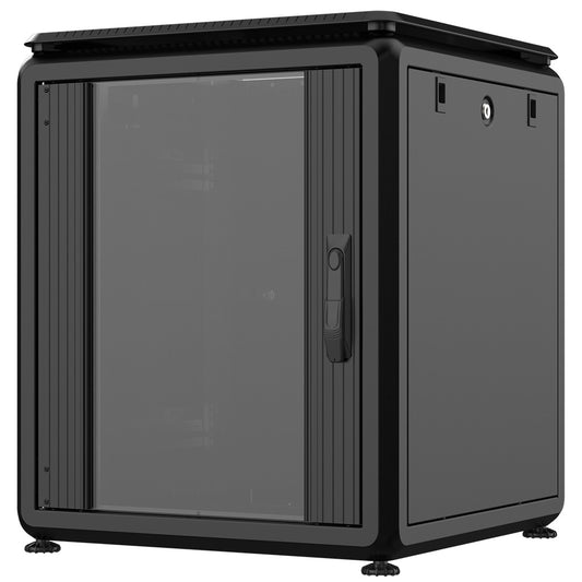 Rockstable 12HE 19 Zoll 600x600x697mm (BxTxH) Serverschrank | Netzwerkschrank Glastür - Premium Line