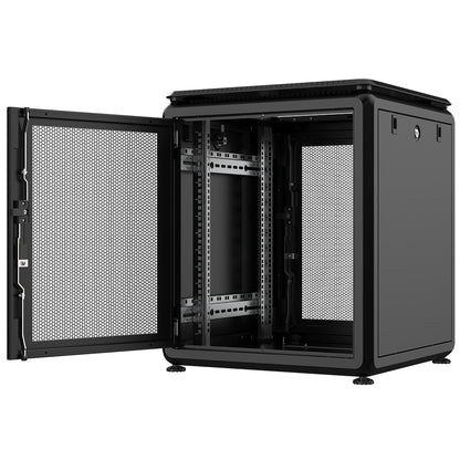 Rockstable 12HE 19 Zoll 600x600x697mm (BxTxH)Serverschrank | Netzwerkschrank perforierte Tür - Premium Line