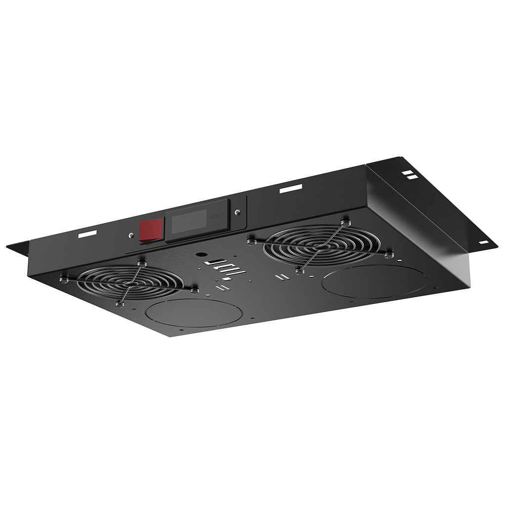 Rockstable 1HE 19 Zoll in Rack Lüftereinheit mit 2 Hochleistungslüfter - digitale Temperatursteuerung | PremiumLine RSPL19-FTDT2