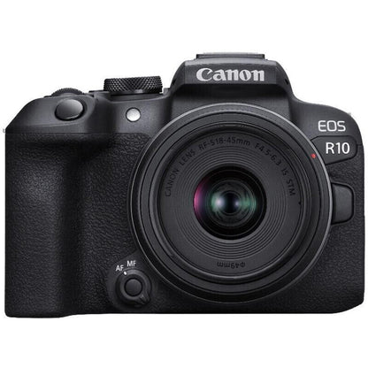 Canon EOS R10 + RF-S 18-45mm F4.5-6.3 IS STM - 24,2 MP - 6000 x 4000 Pixel - CMOS - 2,5x - 4K Ultra HD - Schwarz