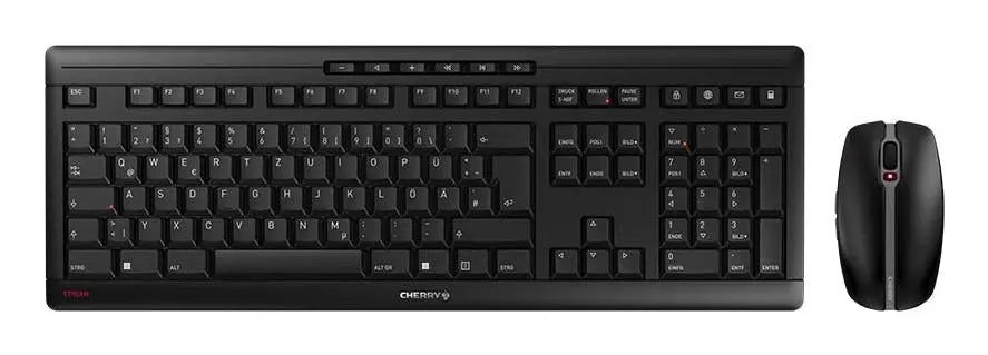 Cherry STREAM DESKTOP - Kebelloses Desktopset - Schwarz - USB (QWERTZ - DE) - Kabellos - RF Wireless - Scherenschalter - QWERTZ - Schwarz - Maus enthalten Cherry
