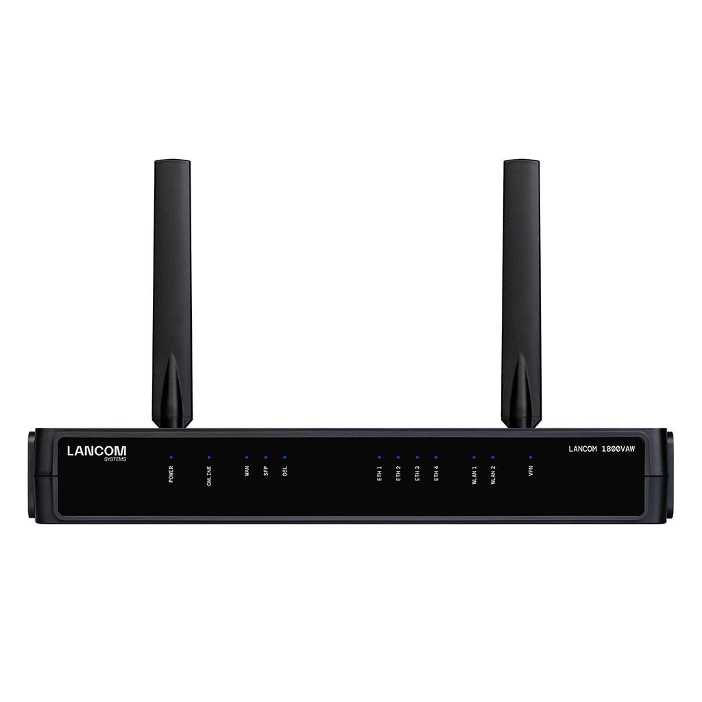 Lancom 1800VAW (EU) - Schwarz - DSL - LAN - Leistung - WAN - WLAN - 1 Lüfter - Extern - 3 dBi - SNMPv1,v2c,v3