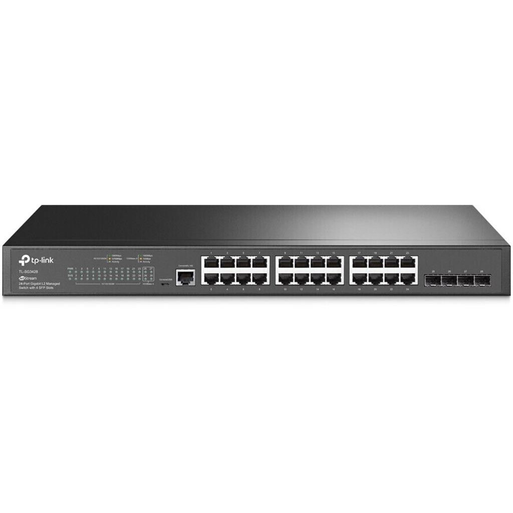 TP-LINK JetStream 24-Port Gigabit L2 Managed Switch mit 4 SFP-Slots - Managed - L2/L3 - Gigabit Ethernet (10/100/1000) - Rack-Einbau - 1U