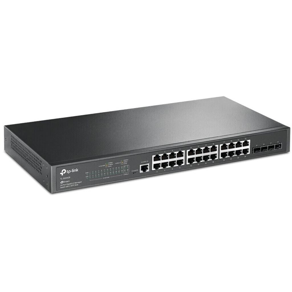 TP-LINK JetStream 24-Port Gigabit L2 Managed Switch mit 4 SFP-Slots - Managed - L2/L3 - Gigabit Ethernet (10/100/1000) - Rack-Einbau - 1U