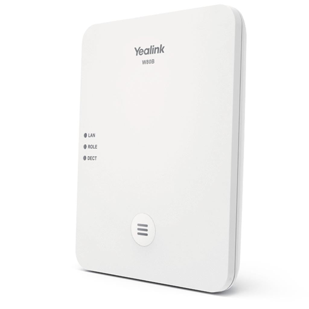 Yealink W80B - 1,8 - 1,9 GHz - 300 m - SNTP/NTP - VLAN - SIP v1 - SIP v2 - UDP/TCP/TLS - DHCP - HTTPS - SHA-256 - SRTP - SSL/TLS - AJB - CNG - G.726 - G.729 - PLC - VAD - iLBC - Yealink W53H/W56H