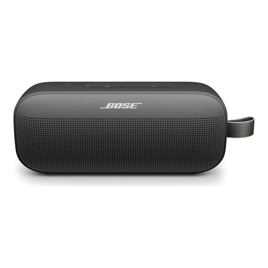 Bose SoundLink Flex Bluetooth Lautsprecher in Schwarz mit USB-C Ladeanschluss und IP67 Schutzklasse.