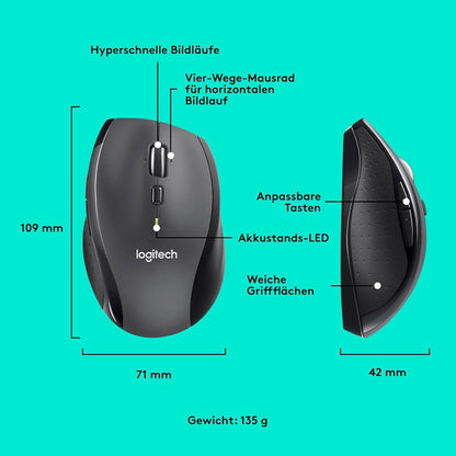 Logitech Customizable Mouse M705 - rechts - Optisch - RF Wireless - 1000 DPI - Anthrazit