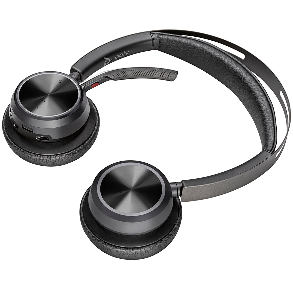 HP Poly Voyager Focus 2 USB-C-C wireless headset with adjustable design and USB-C connectivity.