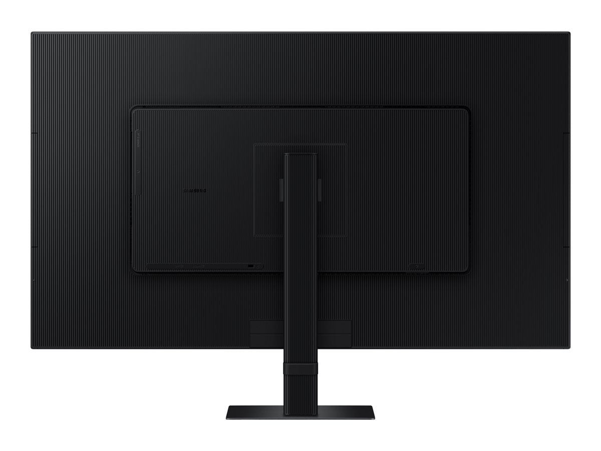 Back view of Samsung ViewFinity S70D 4K 32" monitor with a sleek black design and stand