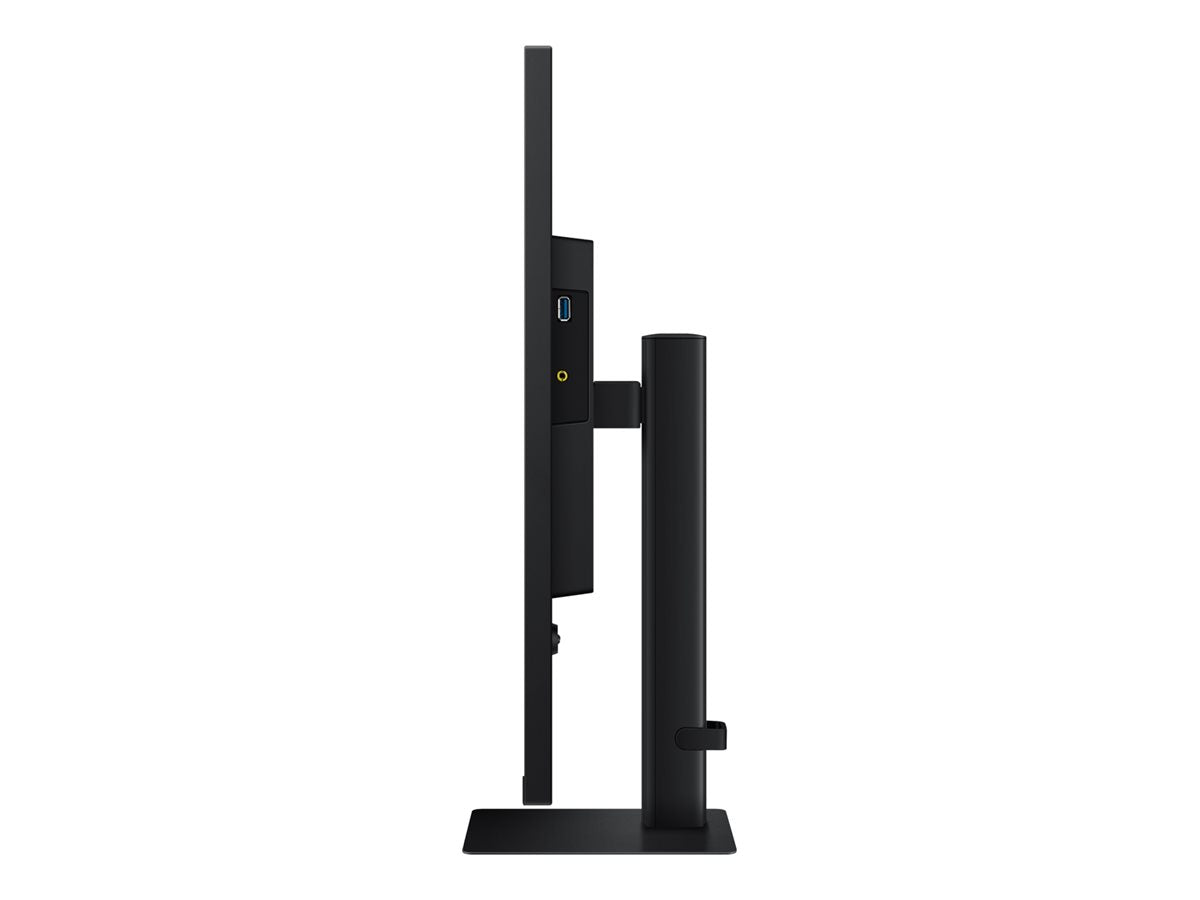 Samsung ViewFinity S70D 4K 32" monitor side view showcasing its sleek design and connectivity ports.