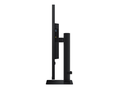 Samsung ViewFinity S70D 4K 32" monitor side view showcasing its sleek design and connectivity ports.