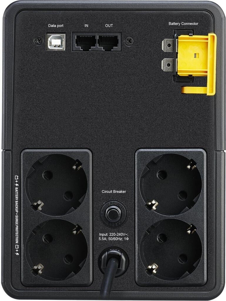 APC Back-UPS 1200 VA - 230 V - AVR - 4 Schuko Ausgänge - Line-Interaktiv - 1,2 kVA - 650 W - Sine - 140 V - 300 V