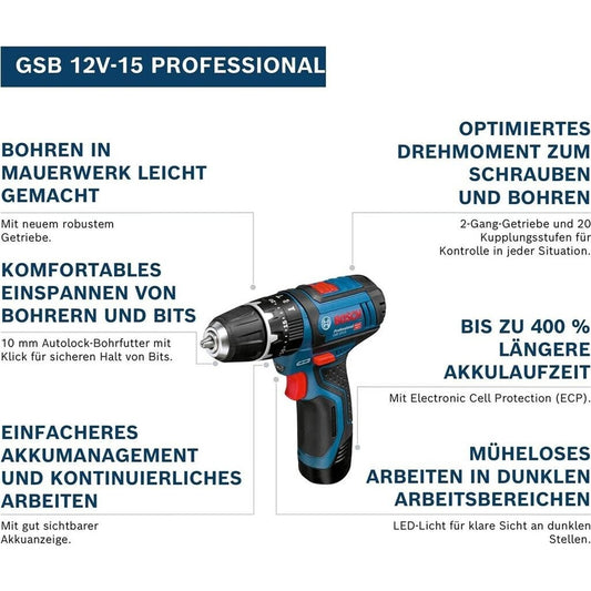 Bosch Professional 12V System Akku Schlagbohrschrauber GSB 12V-15 (ohne Akku/ Ladegerät)
