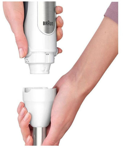 Braun Stabmixer MultiQuick 7 MQ 7035I WH - Elektrischer Stabmixer mit stufenloser Geschwindigkeitseinstellung, 3-teiliges Zubehör-Set, 1000 Watt, Weiß