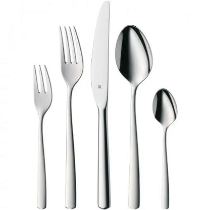WMF Boston Edelstahl Besteck Set 6 Personen, Essbesteck Set 30 teilig, Monobloc-Messer mit Wellenschliff, Cromargan Edelstahl poliert, spülmaschinenfest