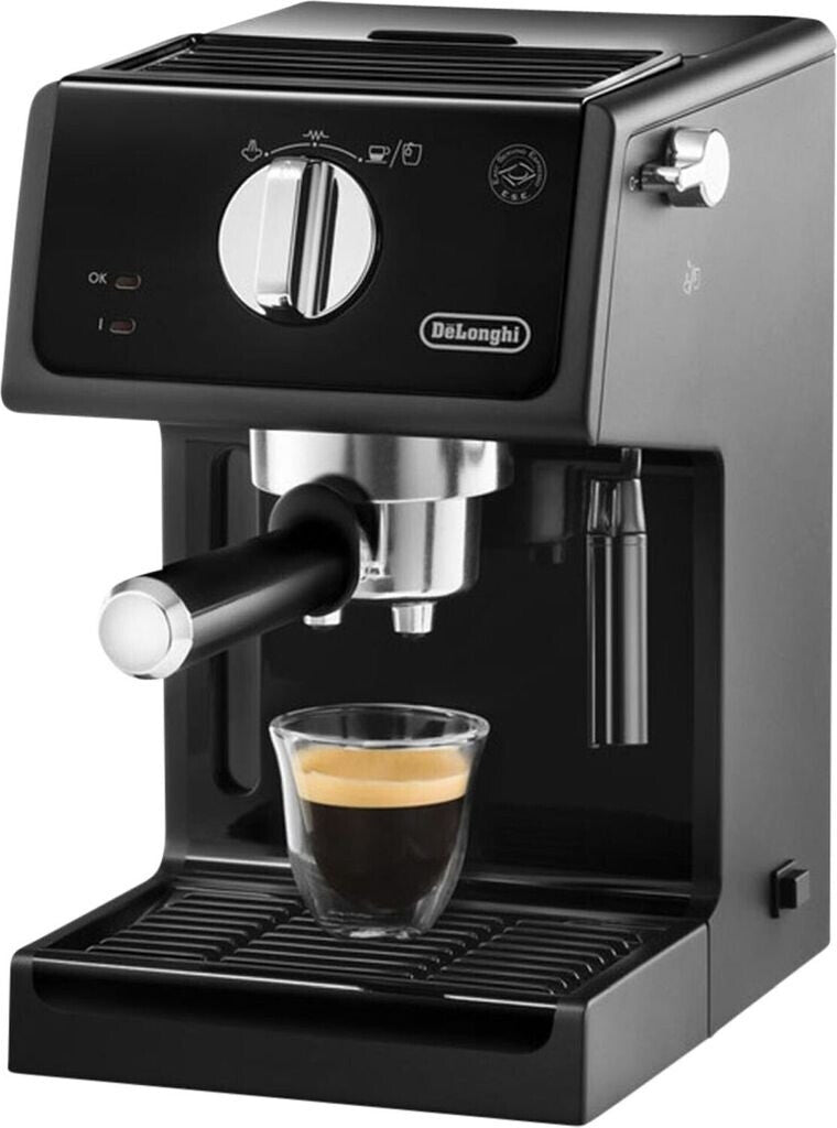 De'Longhi ECP 31.21 – Espresso Siebträgermaschine, Espressomaschine mit AluminiumFinish, inkl. manueller Milchschaumdüse, mit Heißwasserfunktion, für ESE Pads geeignet, 1,1 l Wassertank, schwarz