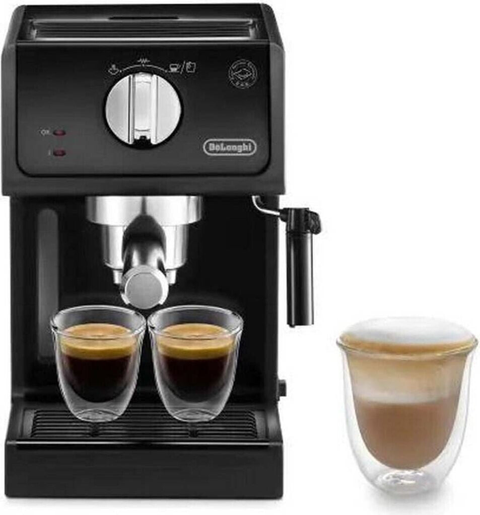 De'Longhi ECP 31.21 – Espresso Siebträgermaschine, Espressomaschine mit AluminiumFinish, inkl. manueller Milchschaumdüse, mit Heißwasserfunktion, für ESE Pads geeignet, 1,1 l Wassertank, schwarz