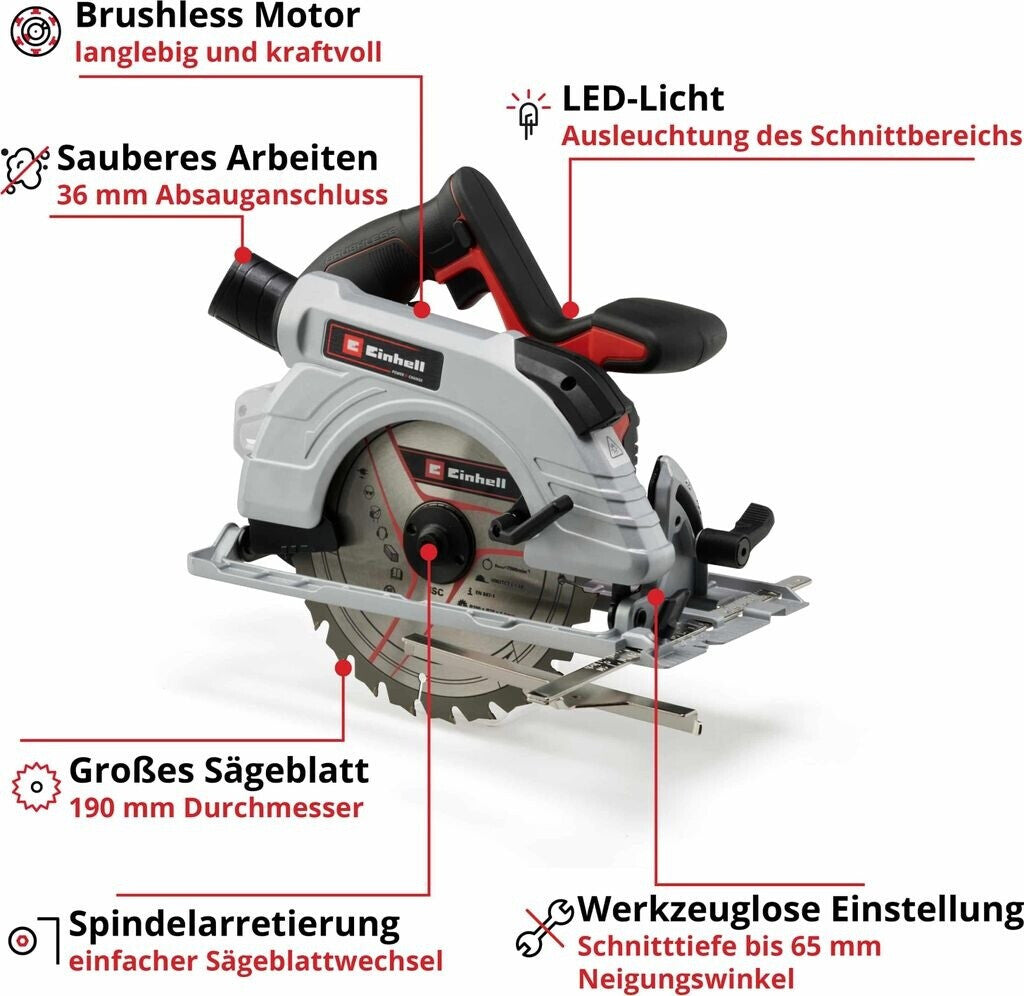 Einhell Professional Akku-Handkreissäge TP-CS 18/190 Li BL-Solo Power X-Change