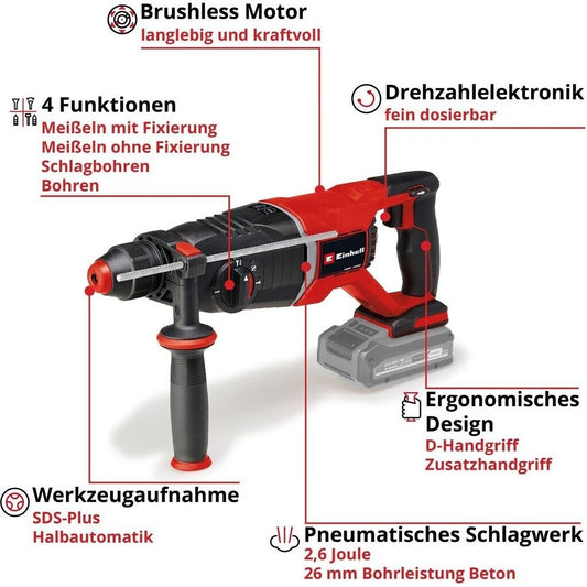 Einhell Professional Akku-Bohrhammer TP-HD 18/26 D Li BL-Solo Power X-Change
