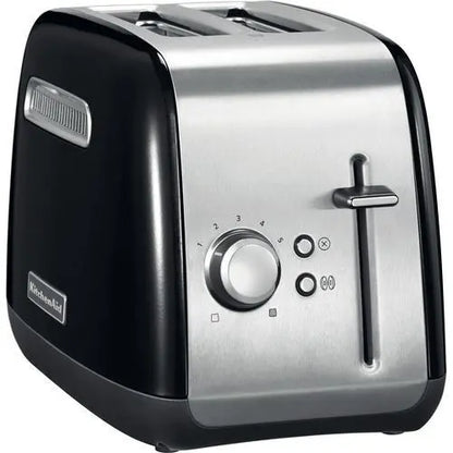 KitchenAid CLASSIC 2-Scheiben-Toaster in Schwarz und Edelstahl mit einstellbarem Bräunungsregler.