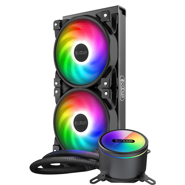 PCCOOLER AIO Wasserkühler - 240/360mm Radiator - 250/350W TDP - AMD und Intel - steuerbare RGB LEDs - GI-CX240 - 6940526111597