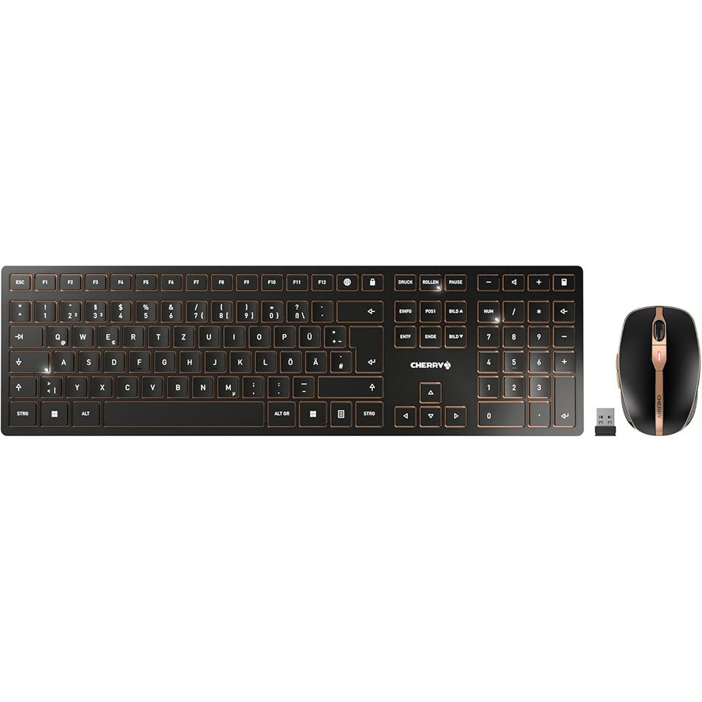 Cherry DW 9100 SLIM - Kabellos - RF Wireless + Bluetooth - QWERTZ - Schwarz - Maus enthalten