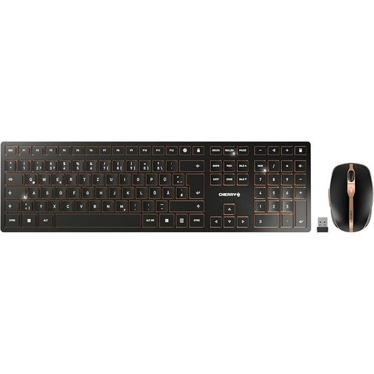 Cherry DW 9100 SLIM - Kabellos - RF Wireless + Bluetooth - QWERTZ - Schwarz - Maus enthalten